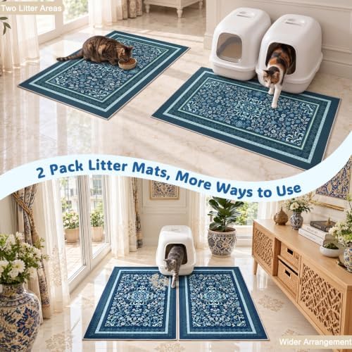 Bienbee Cat Litter Mat, 2 Pack 33" x 22" Machine Washable - Image 5