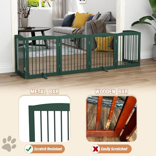 PUPETPO Freestanding Pet Gate for Dogs, Foldable Wooden Dog Gate for House - Image 4