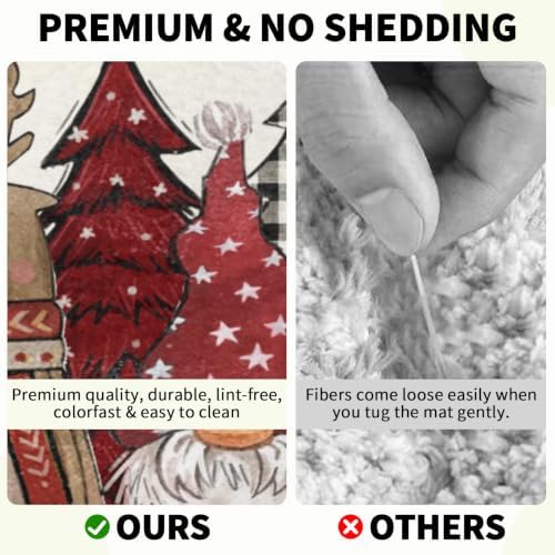 Giwawa Winter Snowman Gnome Bath Rug Xmas Tree Bathtub Mat Non Slip Absorbent - Image 6
