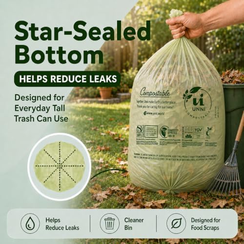 UNNI 30-33 Gallon Compostable Bags, 124 L, Extra Thick 1.1 Mil - Image 6