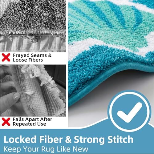 Seashell Beach Bathroom Rugs Non Slip Quick Dry Fluffy - Image 5
