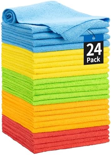 Microfiber Towels for Cars, 24 Pack Microfiber Cleaning Cloths, 11.5"*11.5" by HOMERHYME