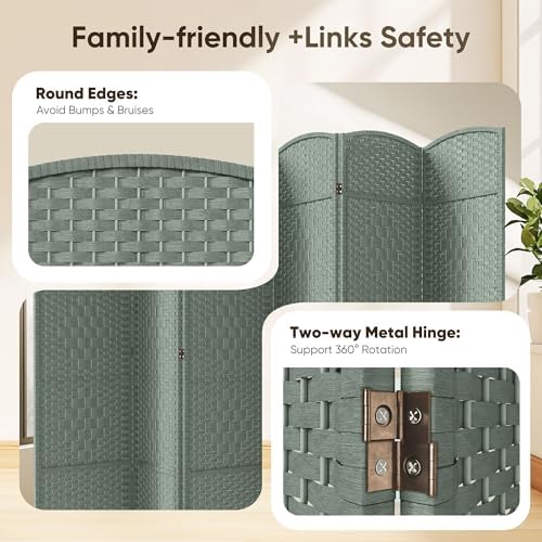 JOSTYLE Rattan Room Divider, 6-Panel Folding Privacy Screen 6ft. Extra Wide - Image 6
