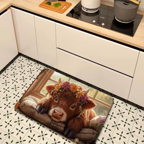 Bathroom Floor Mat, Cute Highland Cow Bathroom Rugs, Quick Dry Rustic Farmhouse - Image 7