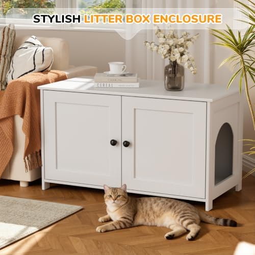 Extra Large Cat Litter Box Enclosure Furniture Dog Proof, Hidden Kitty Washroom - Image 7