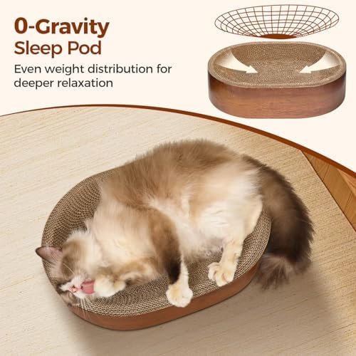 ComSaf Cat Scratcher Bed, Oval Cardboard Scratch Pad Bowl - Image 2