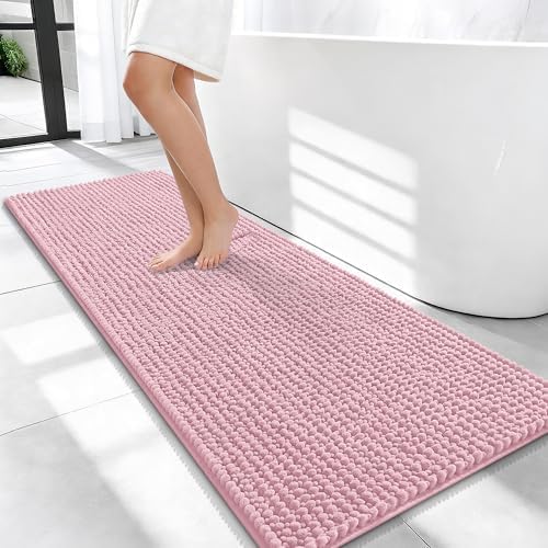 OLANLY Thick Chenille Bathroom Runner Rugs Mats 47x20, Dusty Rose by OLANLY