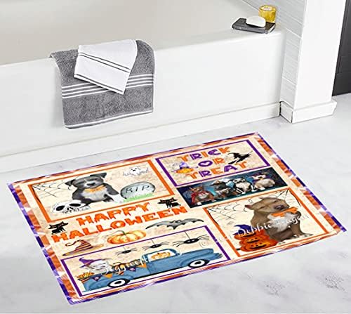 Doggie of the Day Happy Halloween Trick or Treat Pitbull Dogs Bath Mat- by DoggieoftheDay
