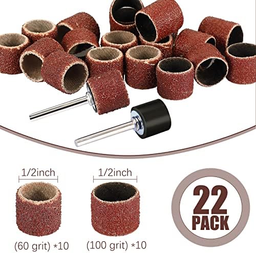 Leelosp 22Pcs Dog Nail Grinder Bands Drums, 1/2 Inch 60 Grit and 100 Grit - Image 2