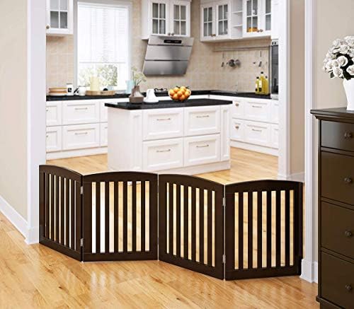 PAWLAND Wooden Freestanding Foldable Pet Gate by PAWLANDPetSupplies