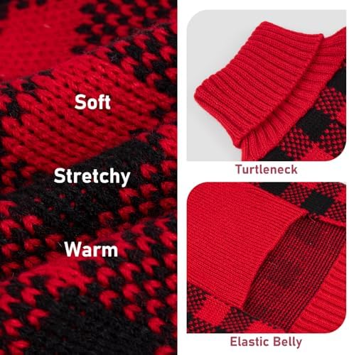 KYEESE Dog Christmas Sweater for Small Medium Dogs, Buffalo Plaid Reindeer - Image 3