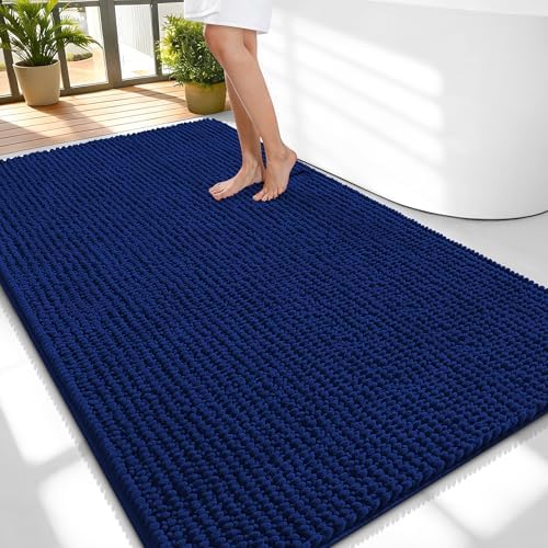 OLANLY Thick Chenille Large Bathroom Rugs 59x35, Absorbent Bath Mat by OLANLY