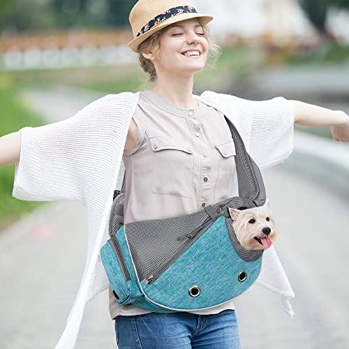 PetAmi Small Dog Sling Carrier, Puppy Cat Hands-Free Purse, 5 lb, Sea Blue - Image 5
