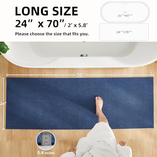 TYUU Bathroom Runner Rugs, Long Bath Mat Runner Washable Thin Quick Dry Low - Image 3