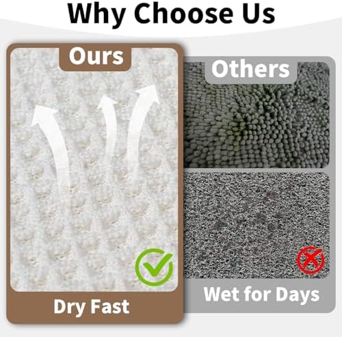 White Bathroom Rugs, Waffle Bath Mat Non Slip Washable - Image 4