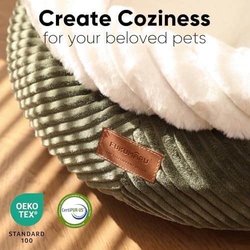 FUKUMARU Cute Round Cat Bed, Calming Donut Small Dog Beds - Image 5
