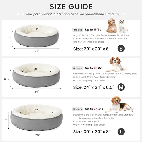 Love's cabin Round Donut Cat and Dog Cushion Bed, 20in Bed - Image 3