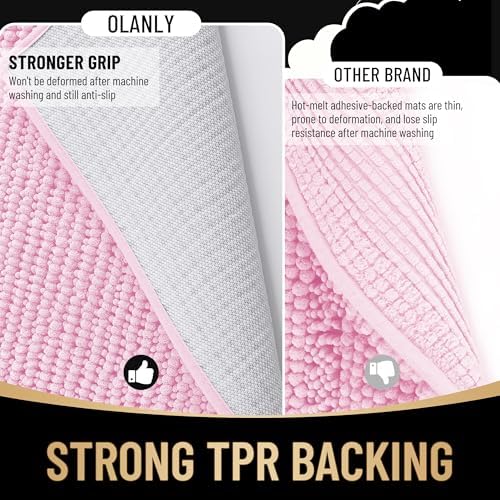 OLANLY Thick Chenille Bathroom Rugs 36x24, Soft Absorbent Bath Mat - Image 5