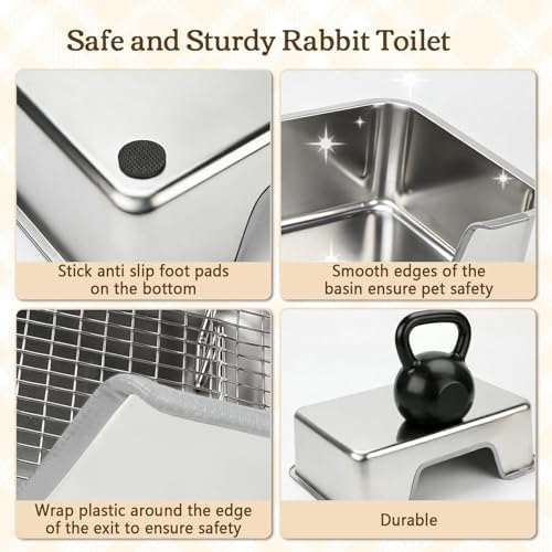 Rypet Large Stainless Steel Rabbit Litter Box Set - Image 4
