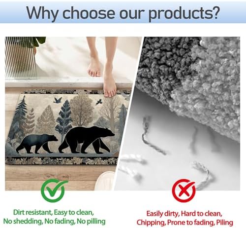 Cute Brown Bear Fast Drying Absorbent Bathroom Mat, Non-Slip Rubber Backing - Image 4