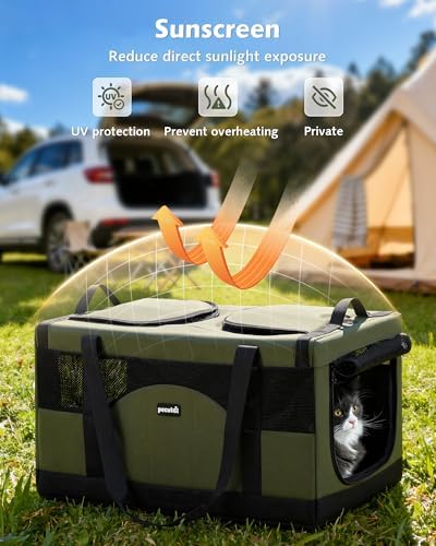 Pecute Large Cat Carrier, Soft Double Pet Crate - Image 6