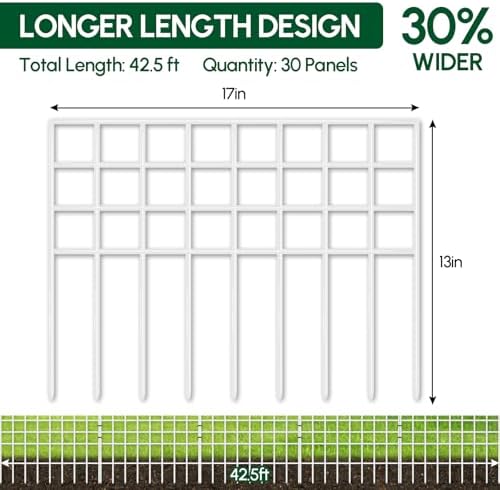 42.5ft x 13in Garden Fence Animal Barrier, 30 Panels No Dig Fence Panels - Image 2