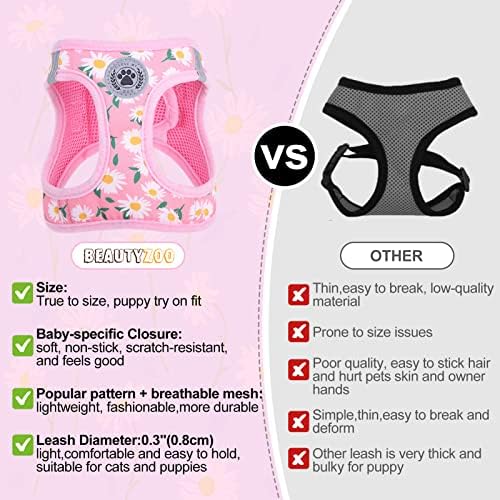 BEAUTYZOO Dog Harness Medium Sized and Leash Set, No Pull Pet Vest -Floral - Image 5