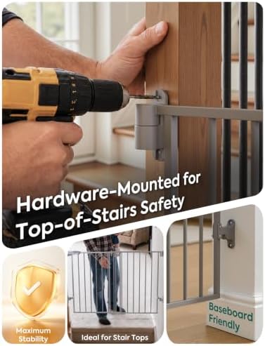 Babelio 34" H Extra Tall No Bottom Bar Baby Gate, 26-43" W - Image 5