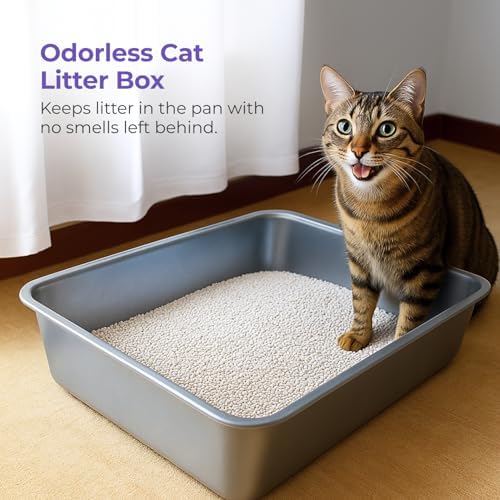 iPrimio Stainless Steel Cat Litter Box, XL 23.5" x 15.5" Open Pan - Image 5