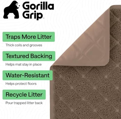GORILLA GRIP Cat Litter Box Mat, Coiled Mesh Trapping Mats, 35x23 Brown - Image 2