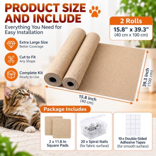 4Pack Cat Scratch Furniture Protector, Self-Adhesive - Image 4