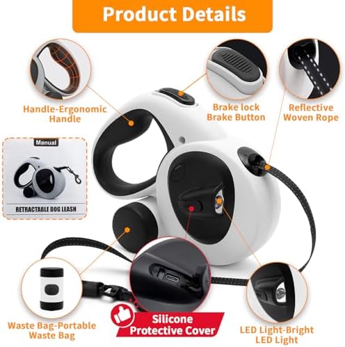 Retractable Dog Leash with USB Rechargeable LED Light - Image 6