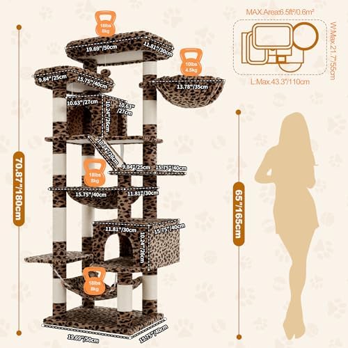 Heybly Cat Tree, 71-Inch-Tall Tower - Image 4