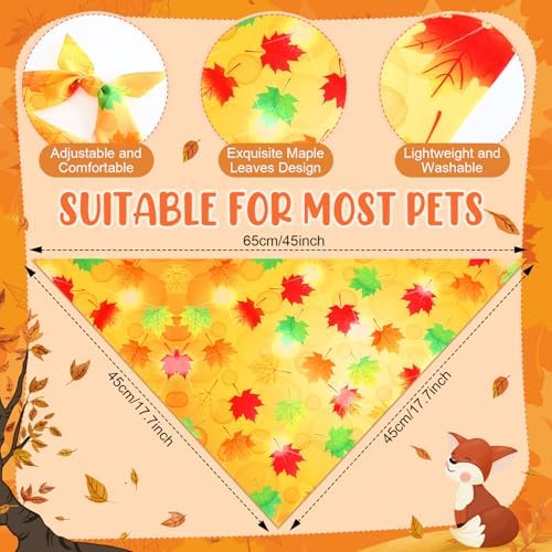 Preboun 50 Pcs Fall Thanksgiving Dog Bandanas Bulk, Pumpkin & Maple Leaves - Image 3