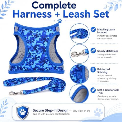 Step in Boy Dog Harness Leash Set- All Weather Reflective No-Pull Padded Mesh - Image 2