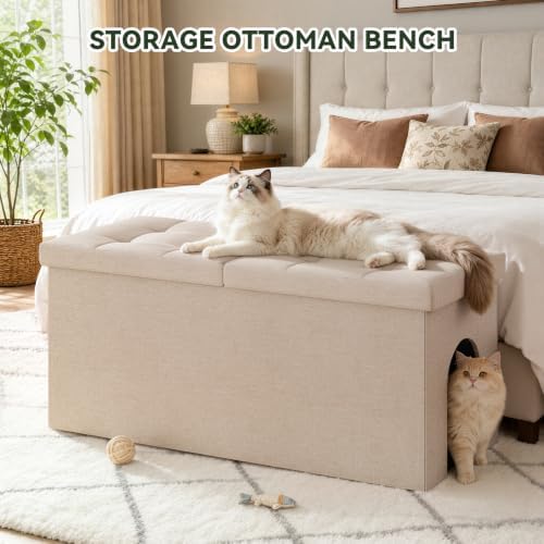 3-in-1 Cat Litter Box Enclosure Furniture, Cat Ottoman - Image 5