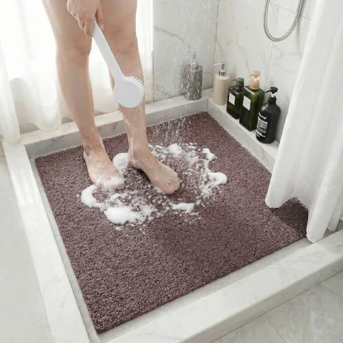 Square Shower Mat Non Slip, 27 x 27 Inch Anti Slip Shower Mat Without Suction by BLESWIN