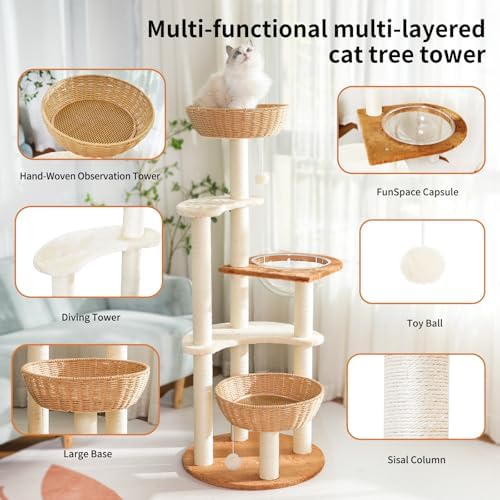 55.5-Inch Modern Cat Tree for Large Cats - Image 2