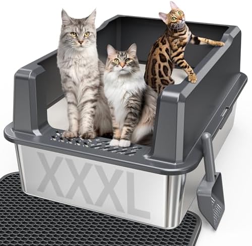 XXL Stainless Steel Litter Box by PEMATAR