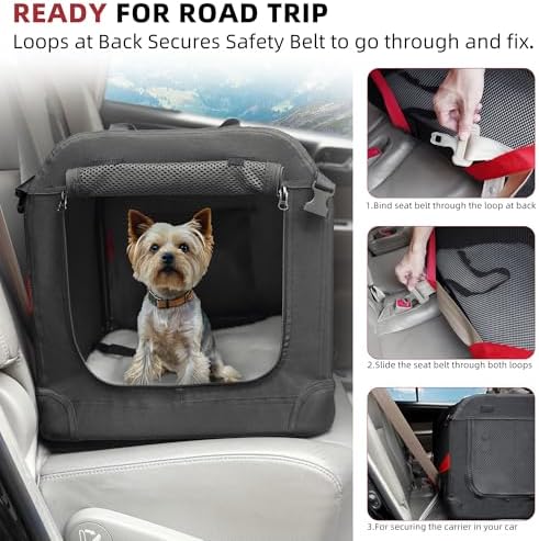 Petprsco Large Cat Carrier for 2 Cats/Small Dogs 24"x17"x17" for Car Travel - Image 3