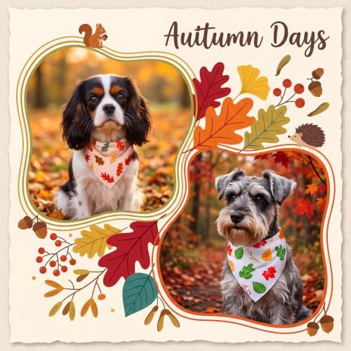 Preboun 100 Pcs Fall Thanksgiving Dog Bandanas Bulk, Pumpkin & Maple Leaves - Image 2