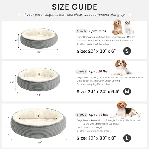 Love's cabin Round Donut Cat and Dog Cushion Bed, 20in Pet Bed - Image 4