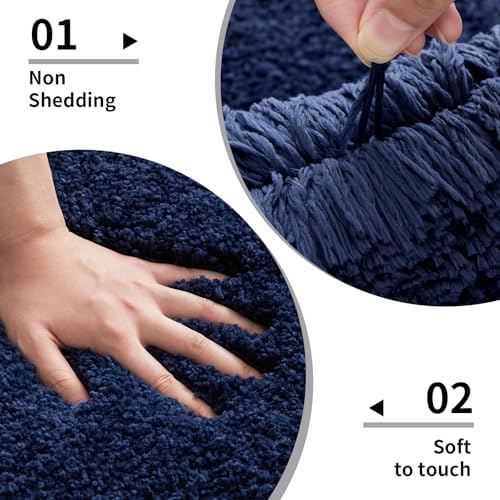 Disolla Navy Blue Bathroom Rugs 24x36, Non-Slip Plush Thick Bath Mat - Image 4