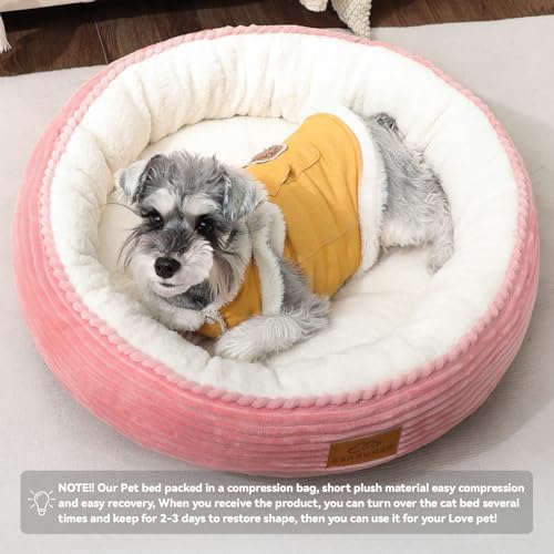 Zerbuger 23in Pink Round Dog Bed Sofa - Image 5