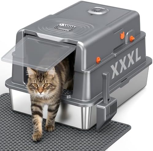XXXL Stainless Steel Cat Litter Box by Avgooscalb