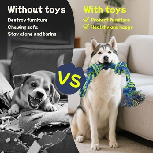Rocfish Dog Rope Toys for Aggressive Chewers, Nearly Indestructible Tug of War - Image 4