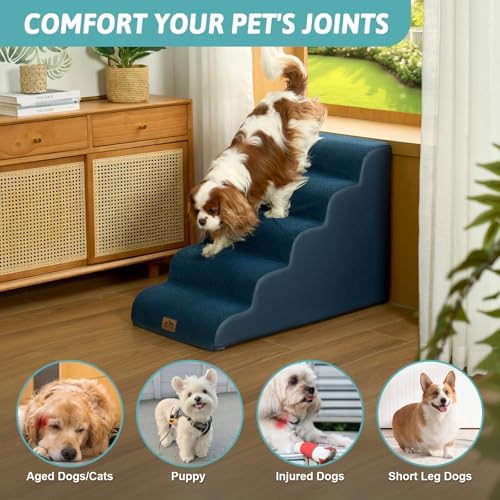 COZY KISS Wide Dog Stair for Small Dog 22.6" H, Pet Ramp for High Bed - Image 5