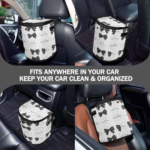 Car Trash Can Black White Bows Car Garbage Bag - Image 3