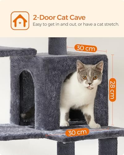 Feandrea Cat Tree, 54.2-Inch Cat Tower, Smoky Gray - Image 6