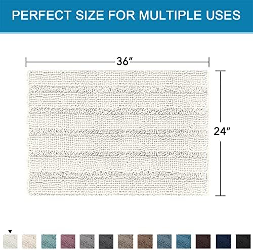 H.VERSAILTEX Bath Mats for Bathroom Non Slip Extra Thick Chenille Striped Bath - Image 2